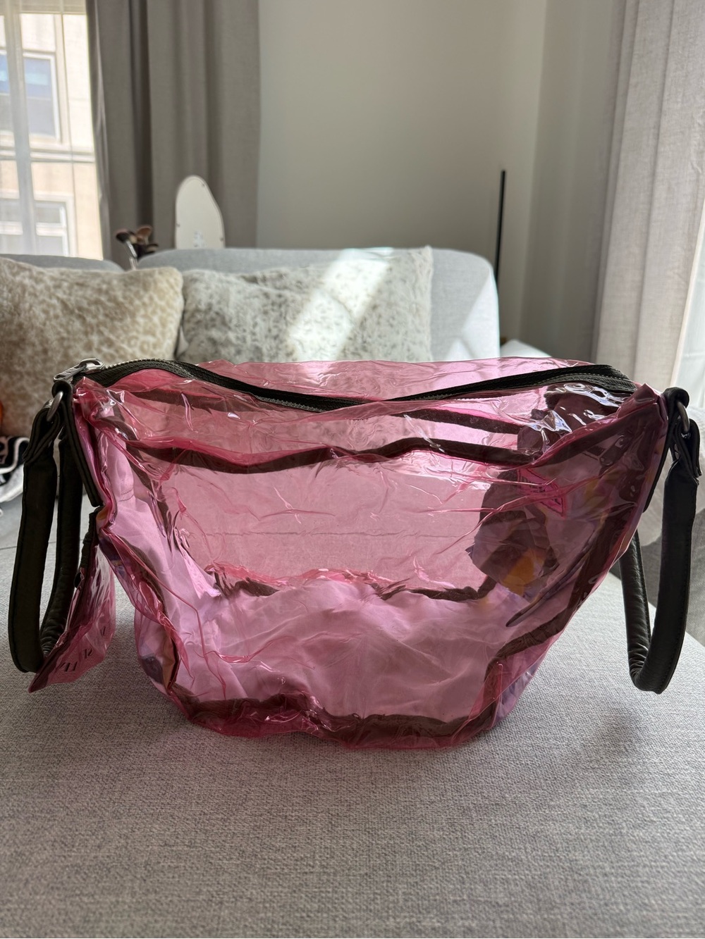 Vintage Diesel Pink Transparent PVC Shoulder Bag Y2K Rare Archive